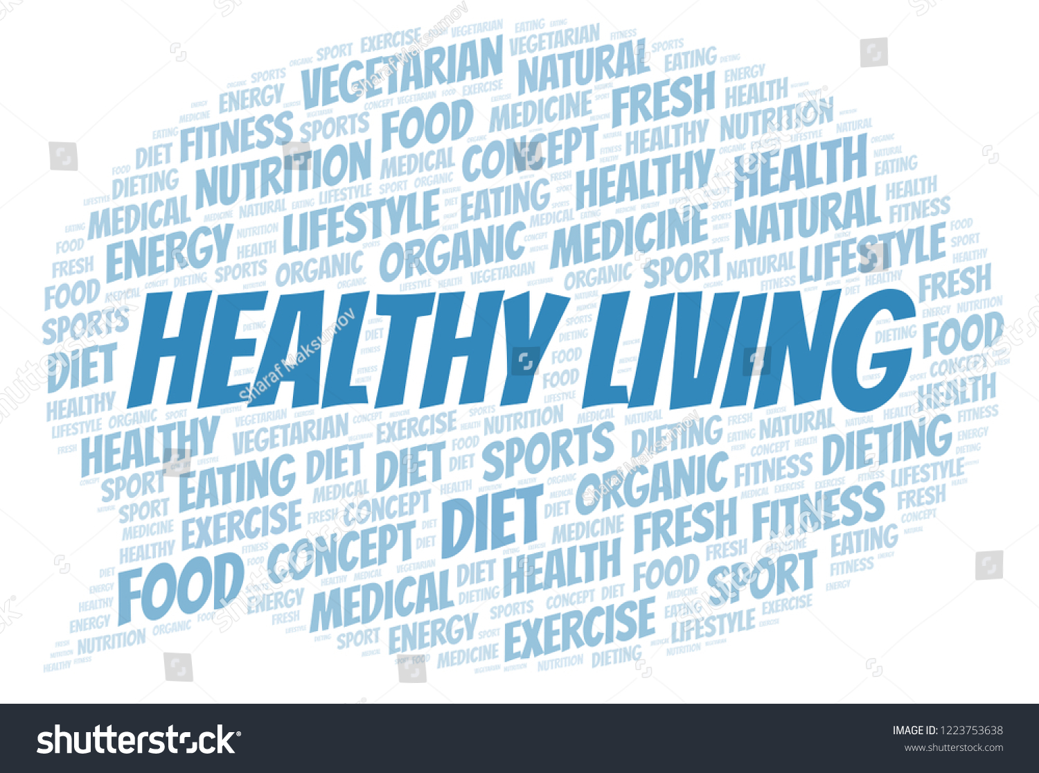 Healthy Living word cloud. - Royalty Free Stock Photo 1223753638 ...