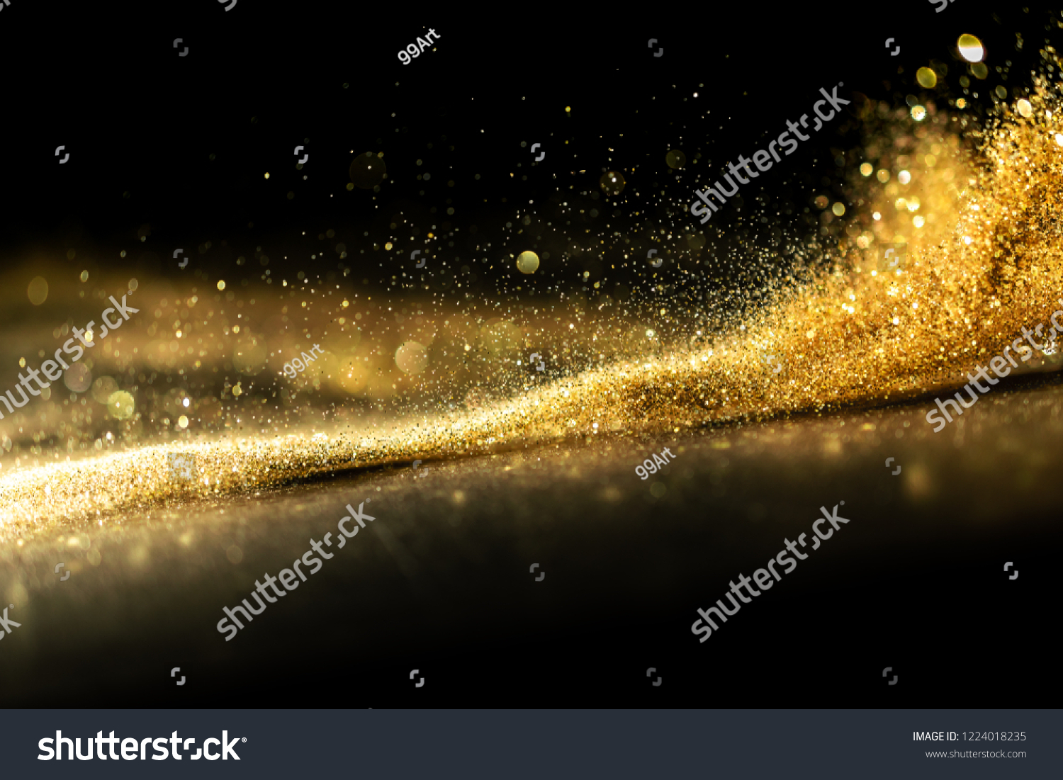 glitter lights grunge background, gold glitter defocused abstract Twinkly Lights Background. #1224018235