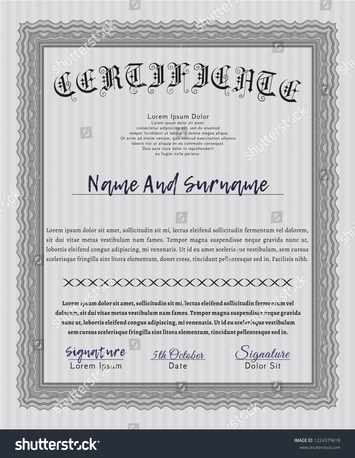Grey Certificate or diploma template. Perfect - Royalty Free Stock ...
