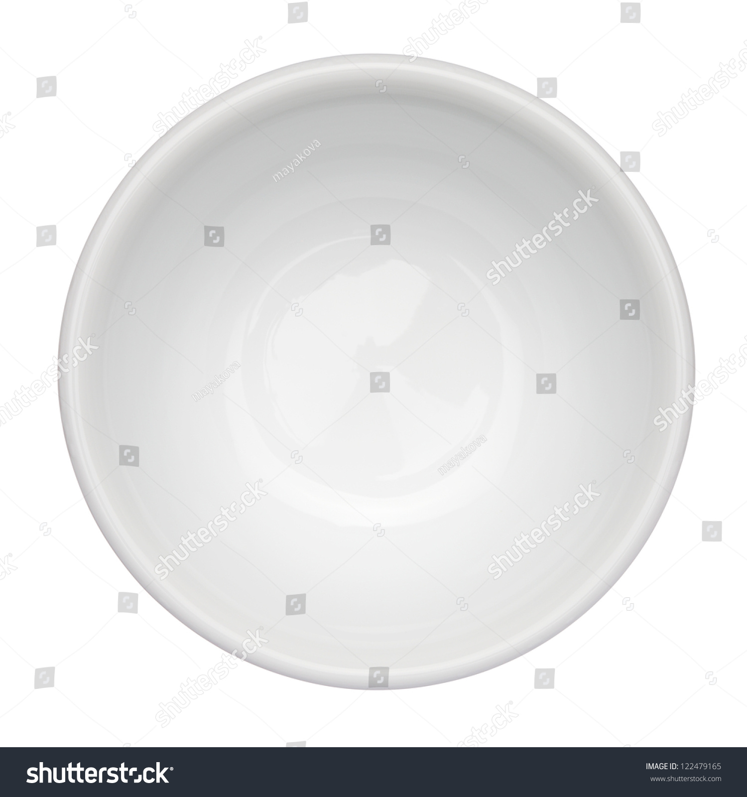 Empty clean bowl isolated on white background, top view #122479165