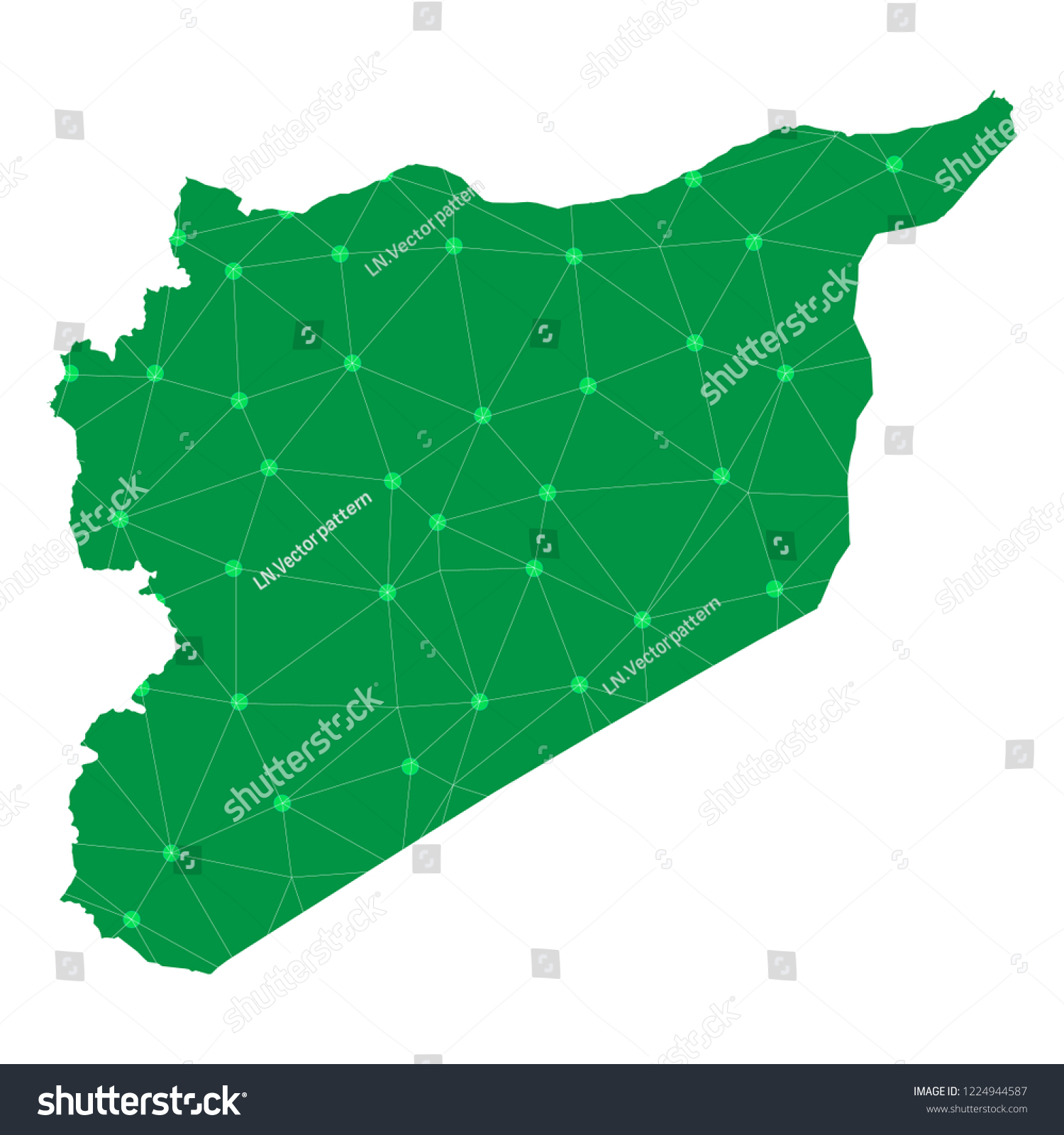 Map of Syria from Polygonal wire frame low poly mesh,Syria map Vector Illustration EPS10. #1224944587
