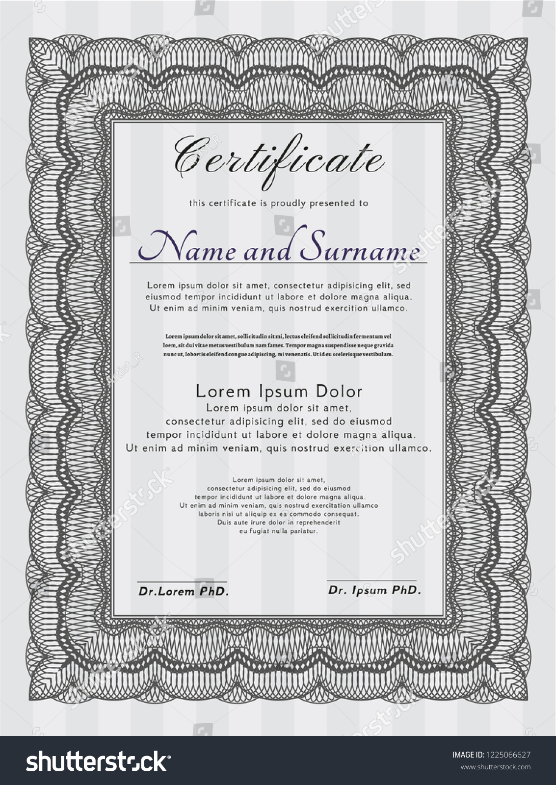 Grey Diploma or certificate template. Detailed. - Royalty Free Stock ...