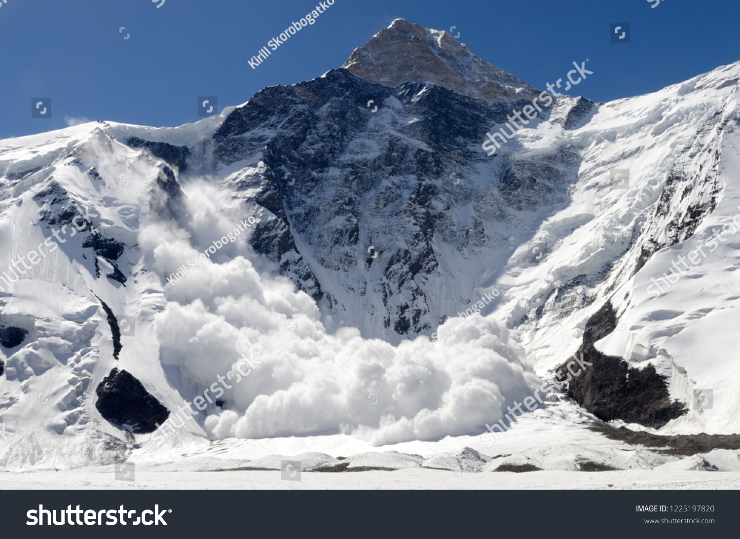 Avalanche from Khan Tengri Peak, Central Tian Shan, Kazakhstan - Kyrgyzstan - China #1225197820