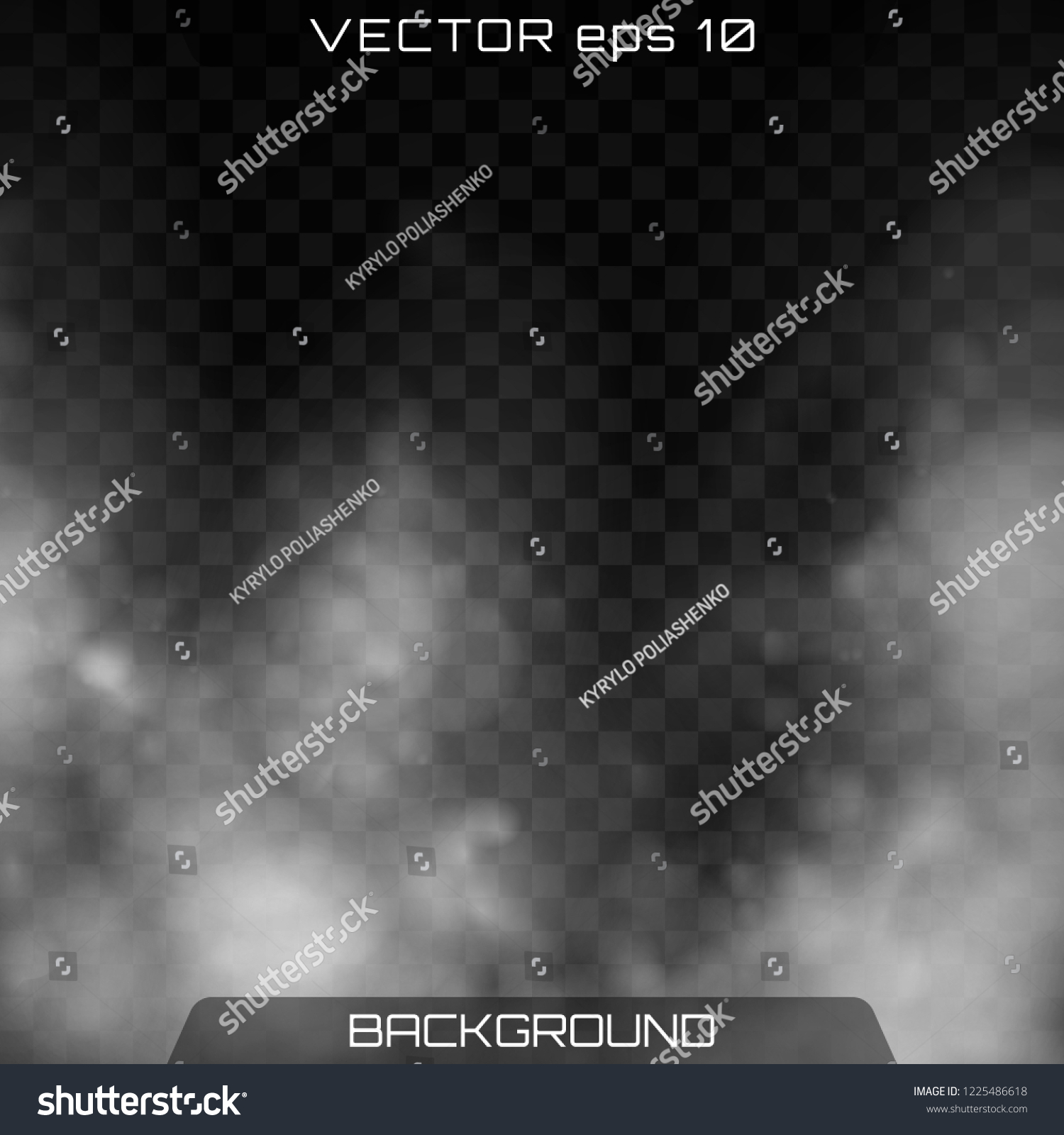 Fog or smoke isolated transparent special effect. Realistic isolated cloud on a dark transparent background. Vector realistic smoke on the transparent background. #1225486618