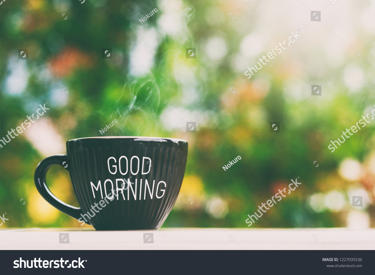 Cup of drink with text "Good Morning" greeting.  #1227035536