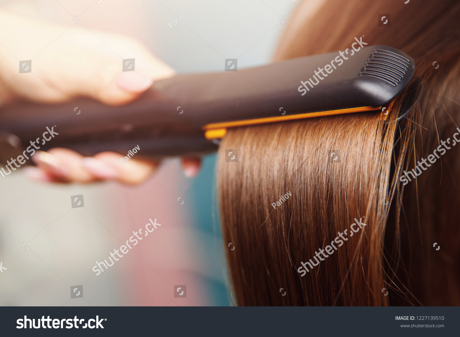 Hair iron straightening beauty care salon spa. #1227139510