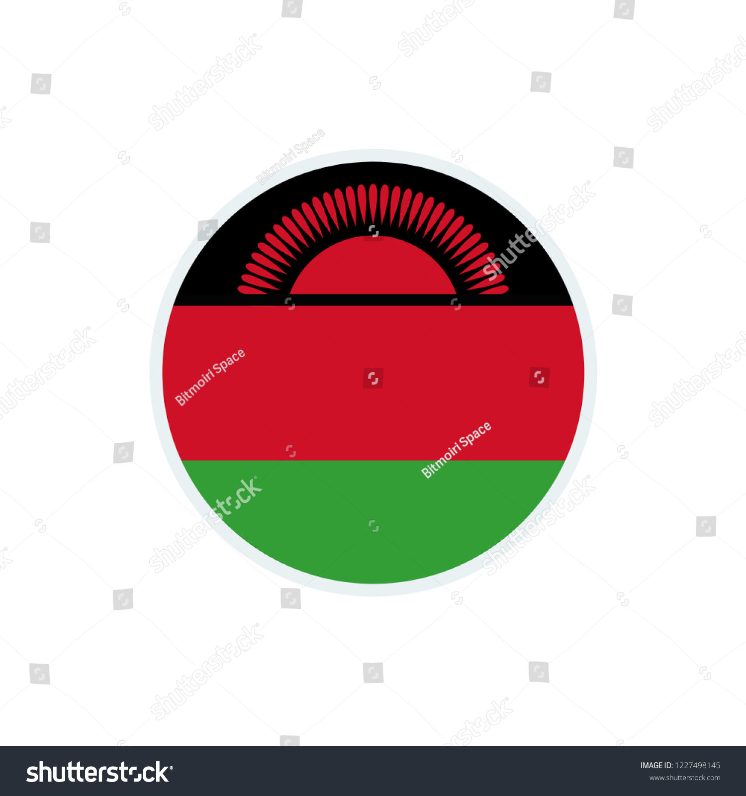 Malawi Flag. Malawi Circle Flag. - Royalty Free Stock Vector 1227498145 