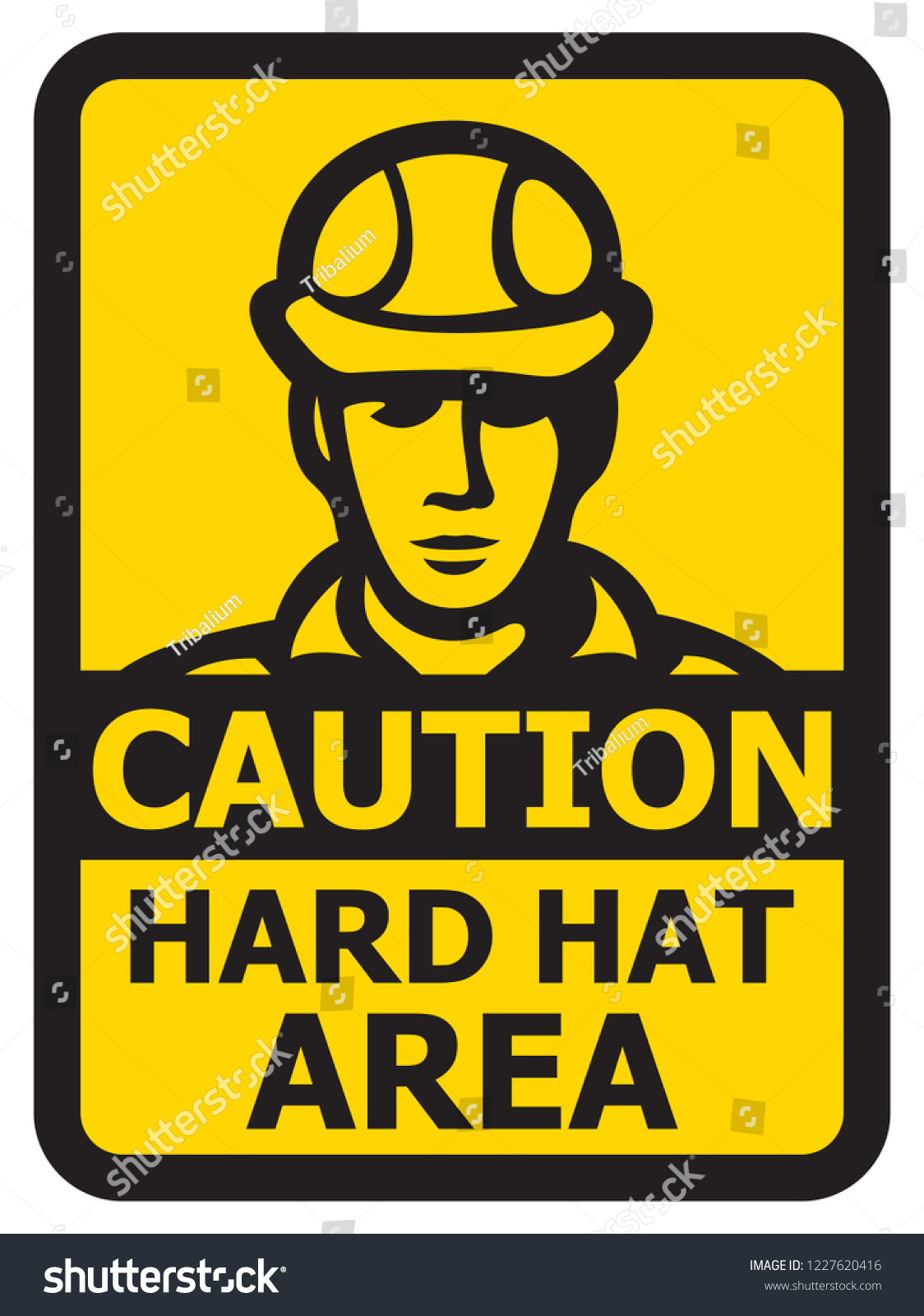 Caution hard hat area vector sign - Royalty Free Stock Vector ...