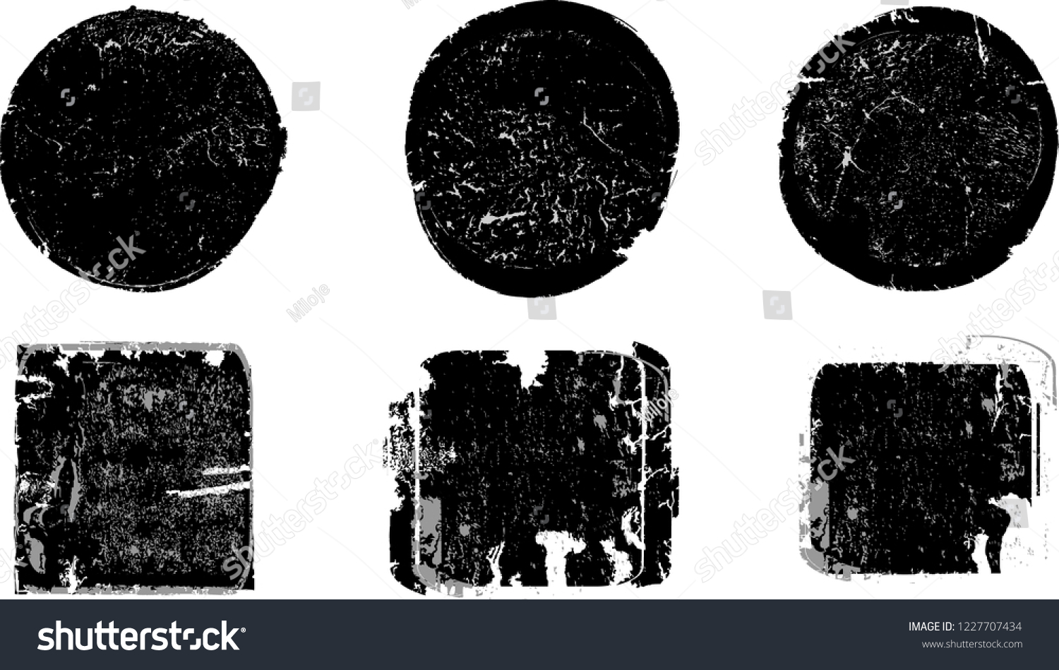 Grunge post Stamps Collection, Circles. Banners, Insignias , Logos, Icons, Labels and Badges Set . vector distress textures.blank shapes. #1227707434