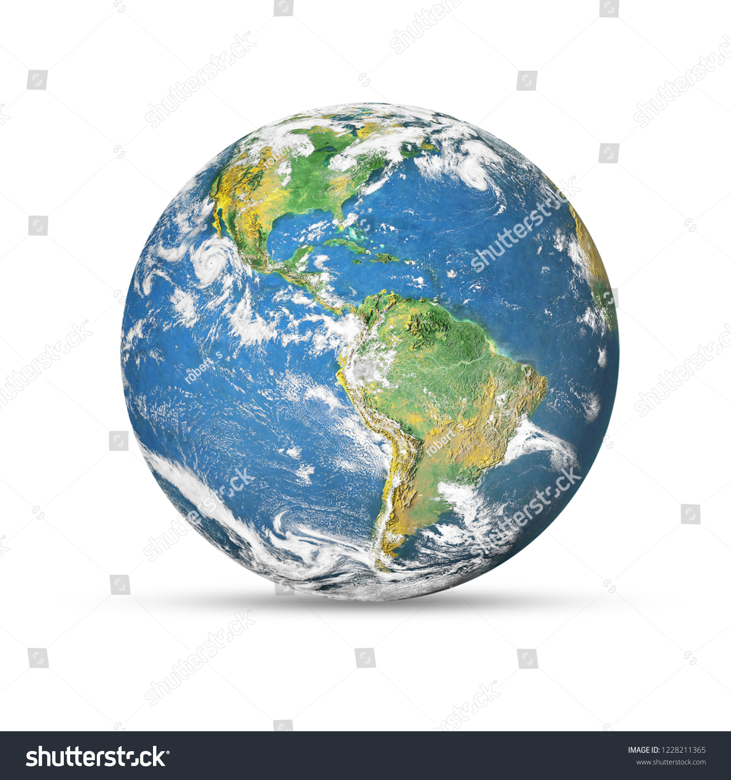 Earth globe isolated on white background. Elements of this image furnished by NASA #1228211365
