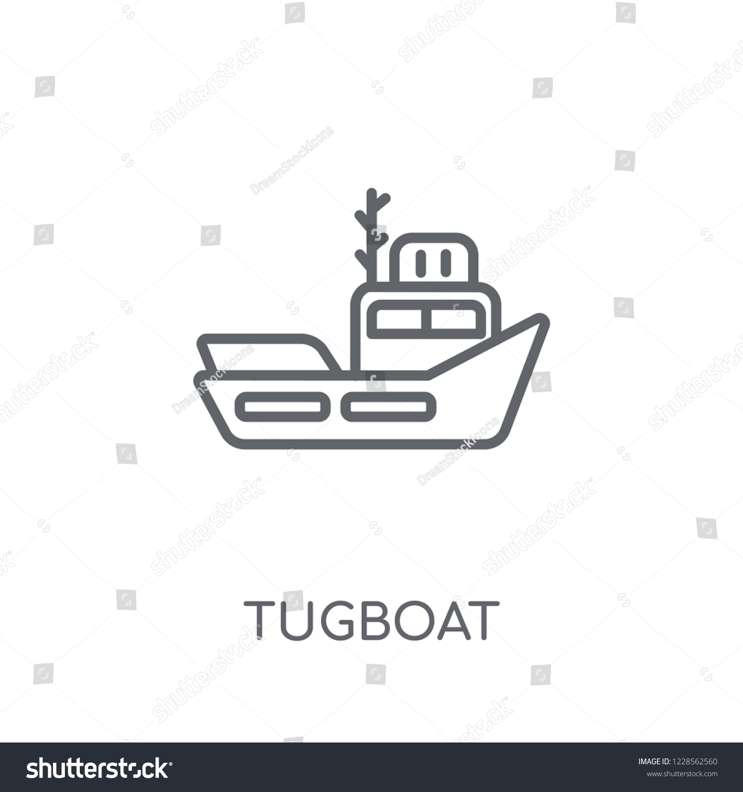 tugboat linear icon. Modern outline tugboat logo - Royalty Free Stock ...