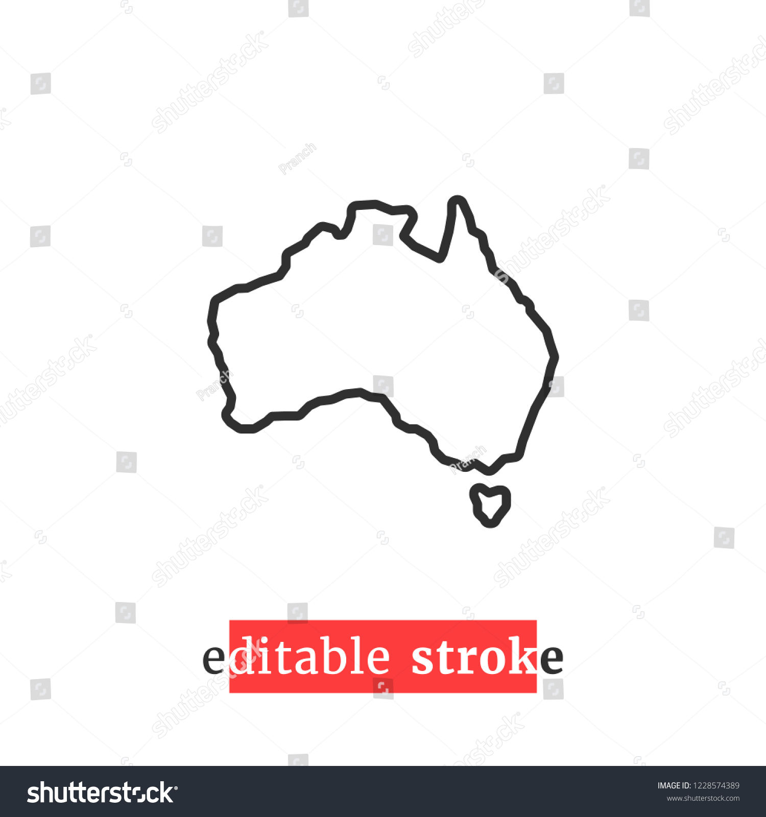 minimal editable stroke australia map icon. flat trend change line thickness logotype graphic lineart design art isolated on white. concept of australian coastline label and world trip nation tourism #1228574389