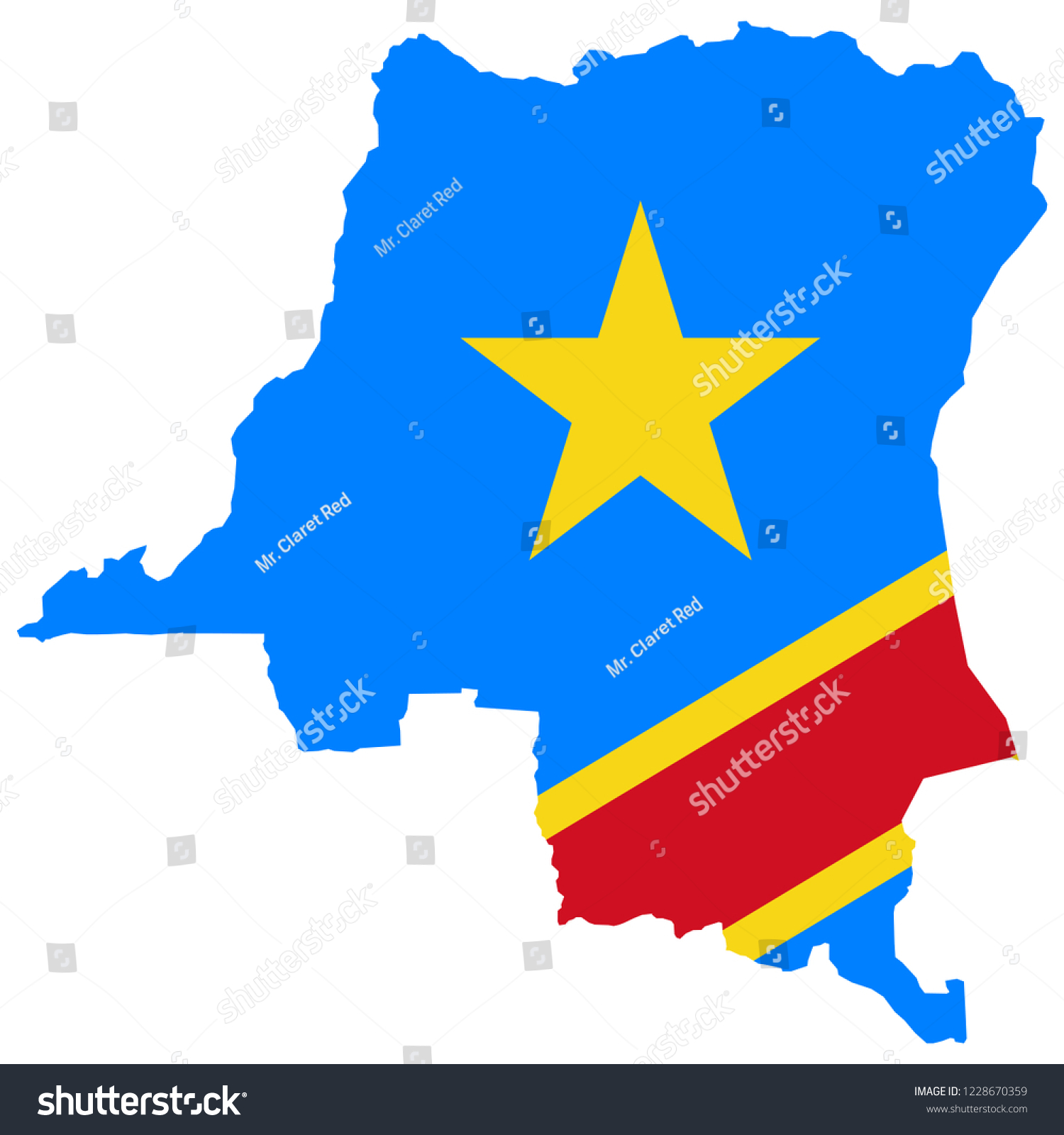 Democratic Republic of The Congo Map And Democratic Republic of The Congo Flag Vector #1228670359