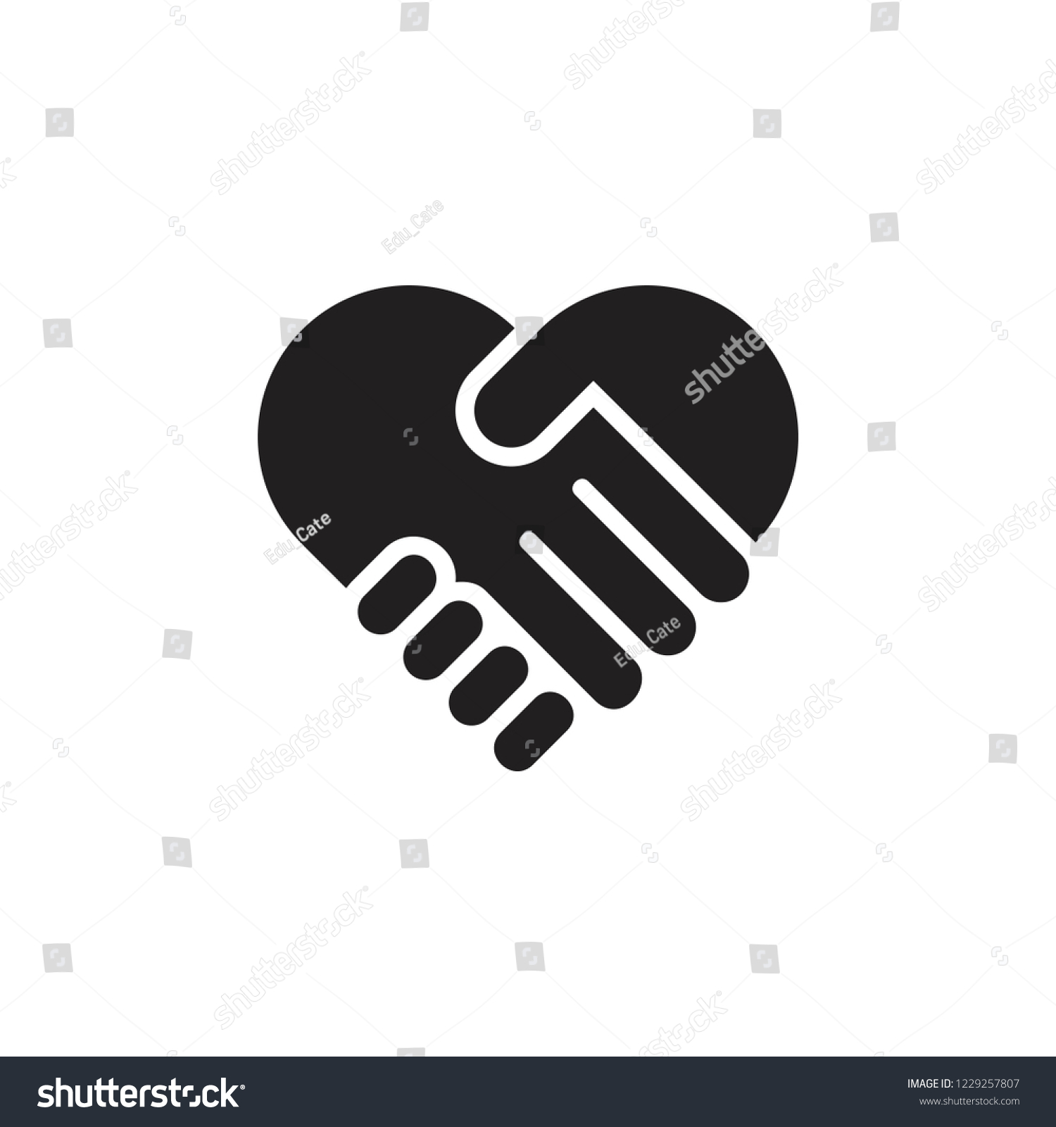 hand palm care love symbol vector #1229257807