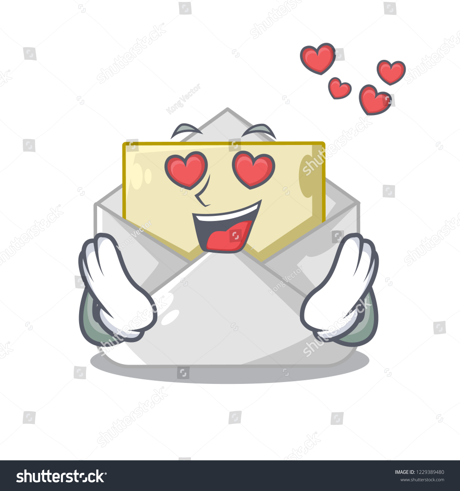 In love open envelope on cartoon shape blank - Royalty Free Stock ...