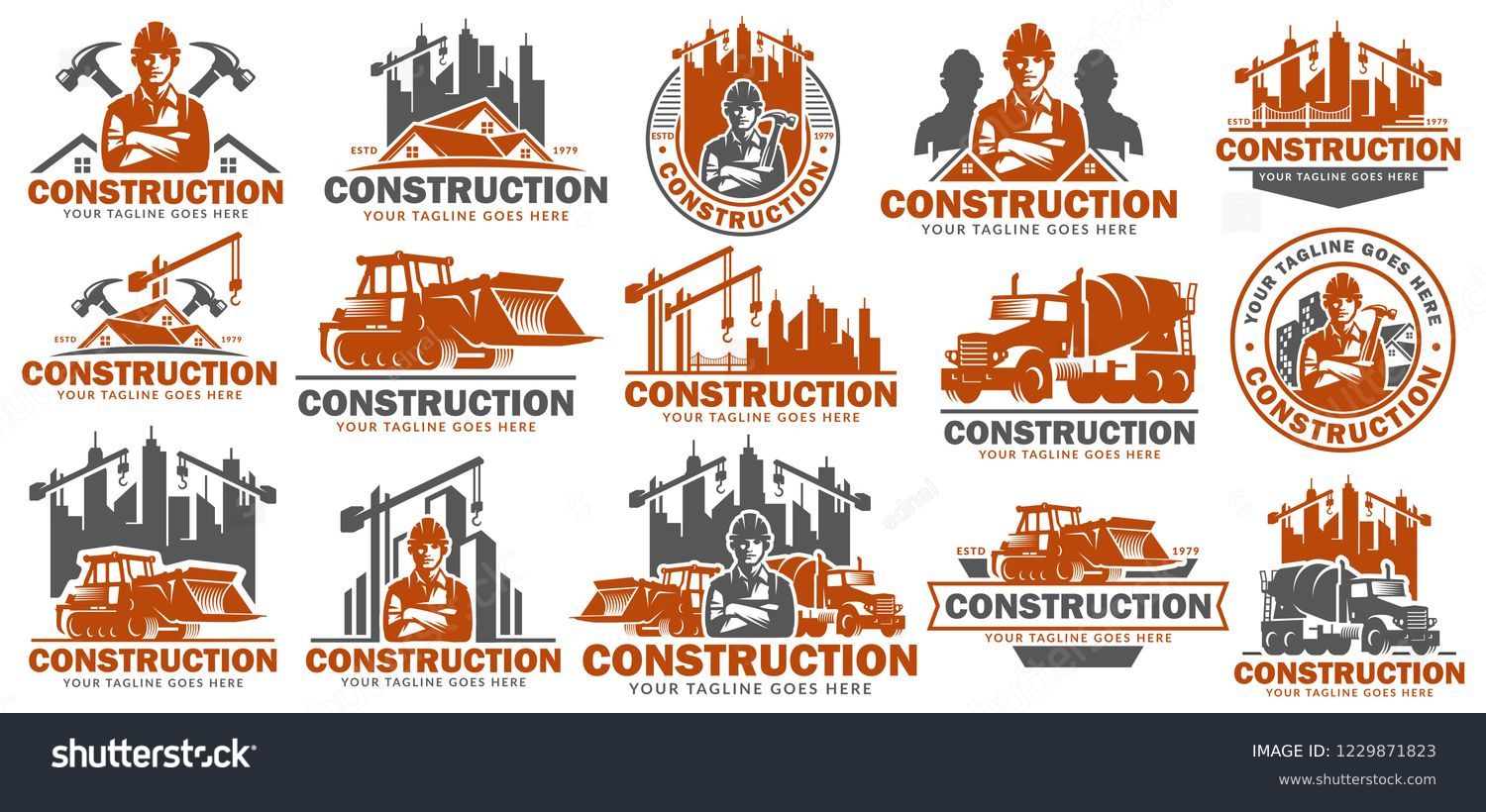 Construction logo template set, logo pack, logo bundles, vector pack of Construction logo, easy to edit