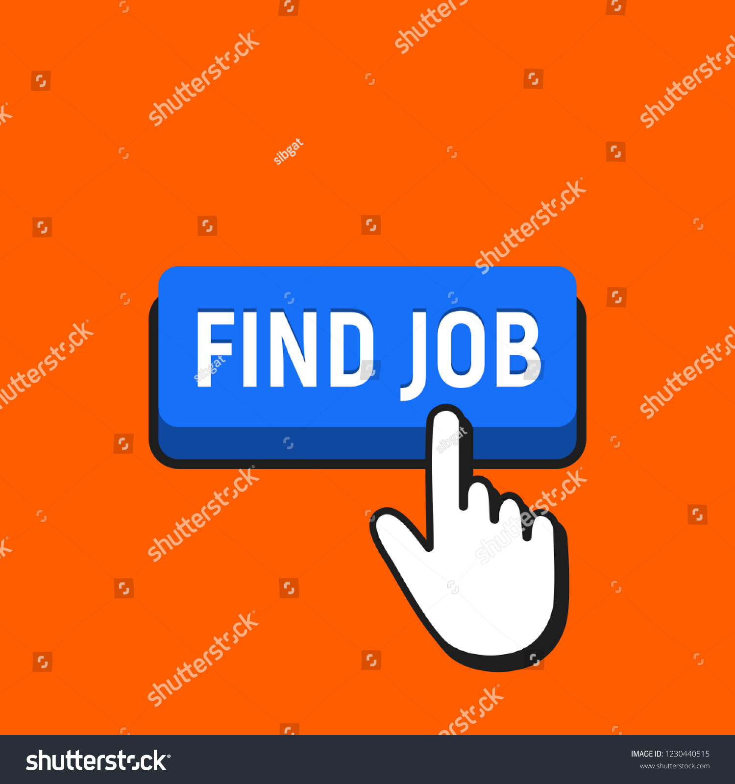 Hand Mouse Cursor Clicks The Find Job Button Pointer Push Press Button