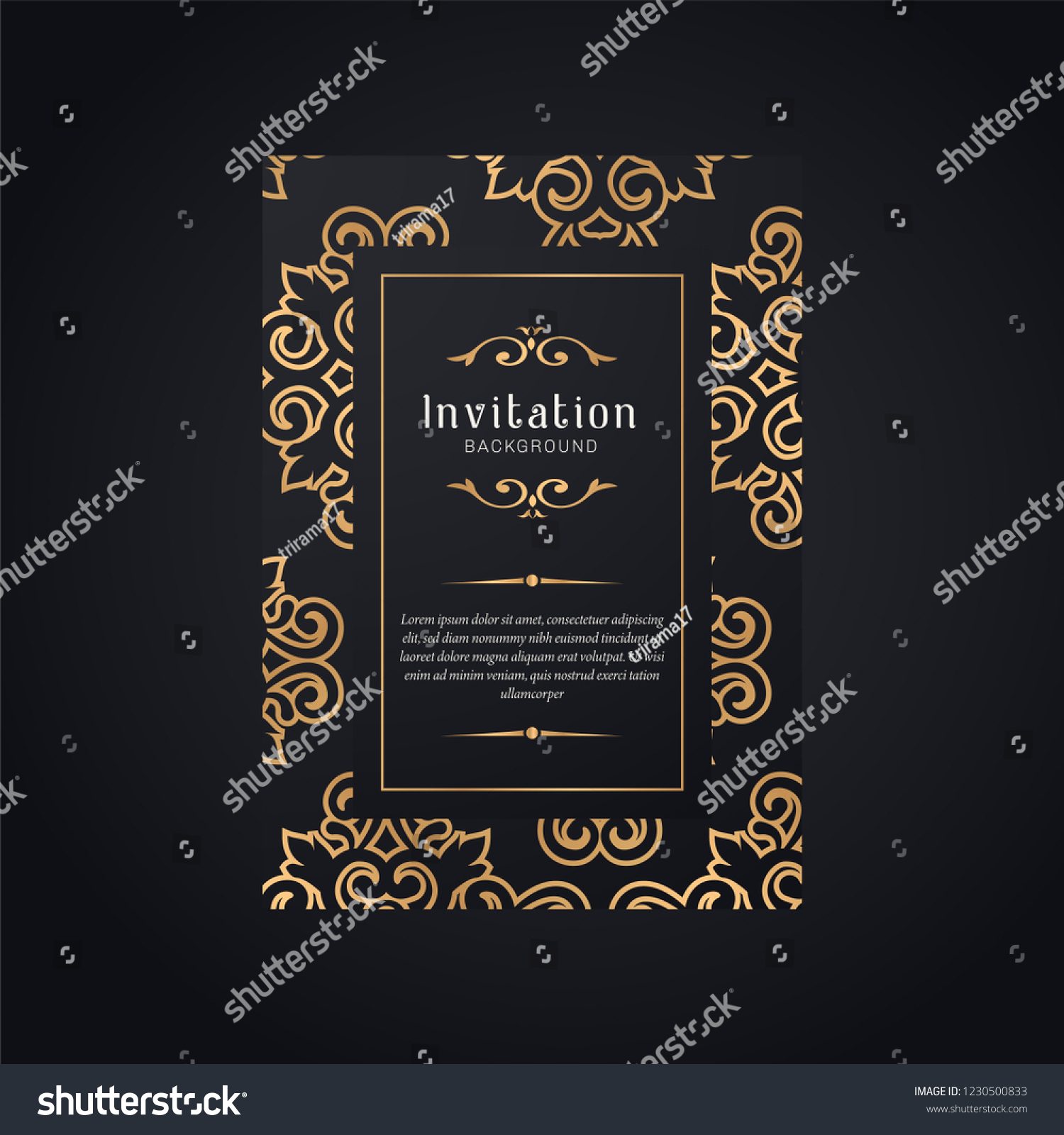 Gold ornamental wedding invitation template, - Royalty Free Stock ...