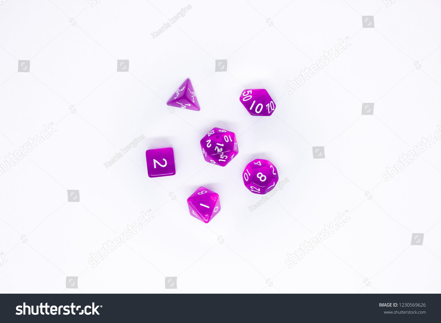 Icon set of dice for fantasy dnd and rpg tabletop games. Board game polyhedral dices with different sides isolated on white background #1230569626