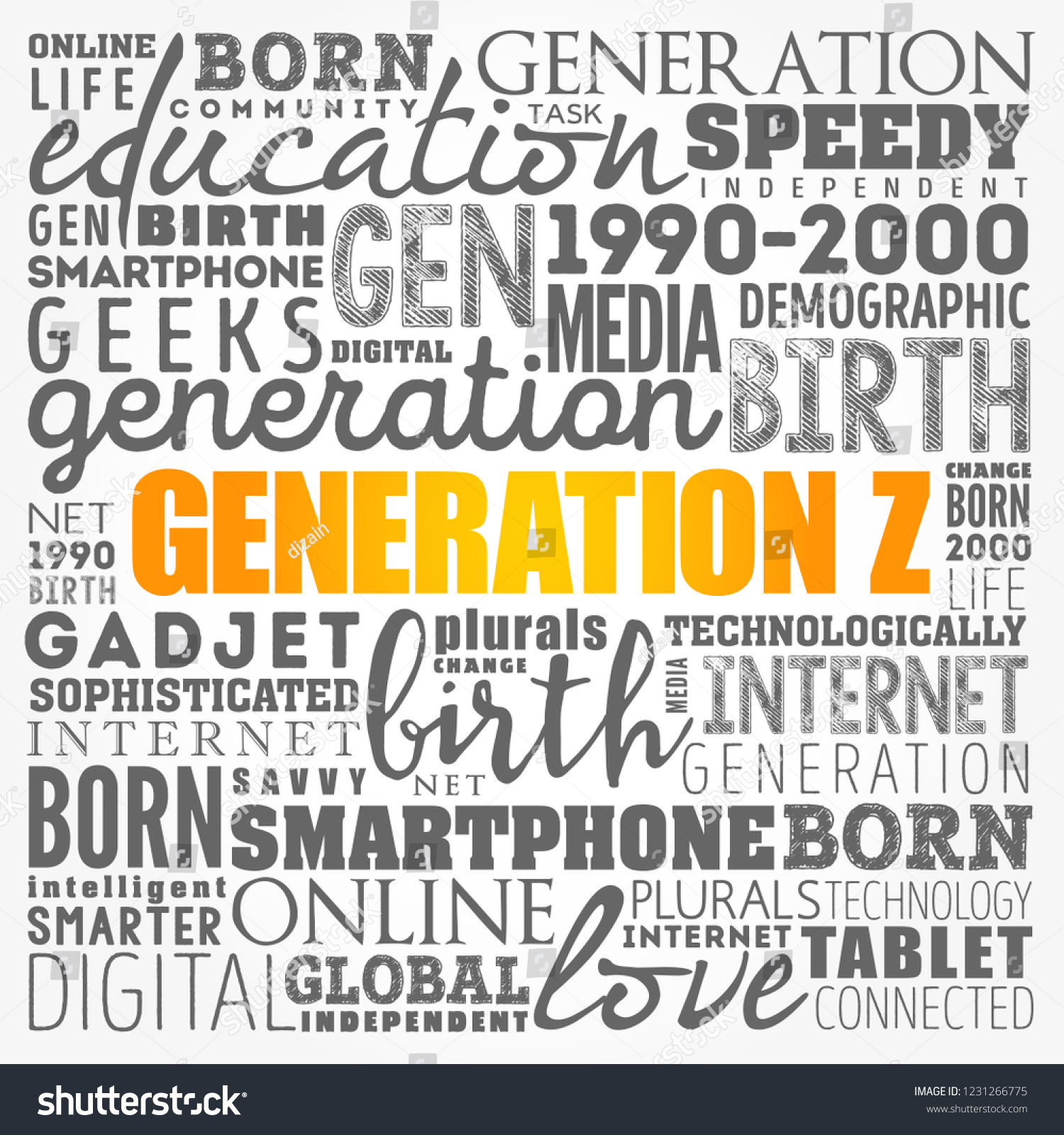 Generation Z Word Cloud collage, concept Royalty Free Stock Vector