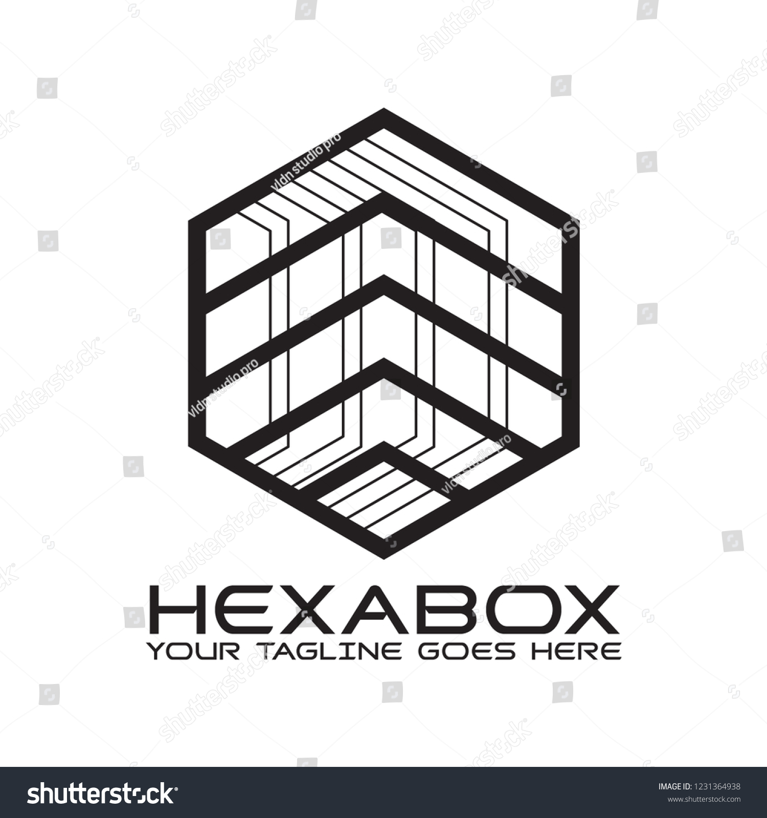 Tech Cube Logo Design Template Vector Hexagon Royalty Free Stock Vector 1231364938