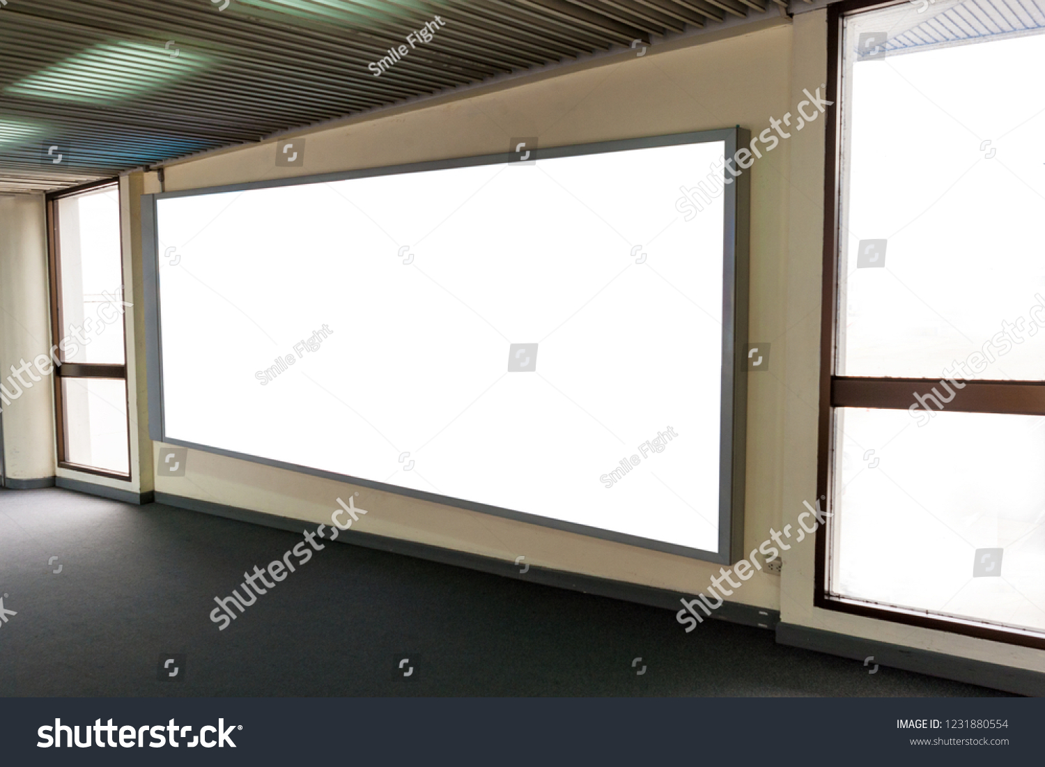 Blank advertising, Blank board for large media and public relations within the office building. #1231880554