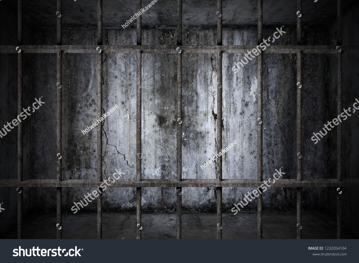 Old prison rusted metal bars cell lock with dark - Royalty Free Stock ...