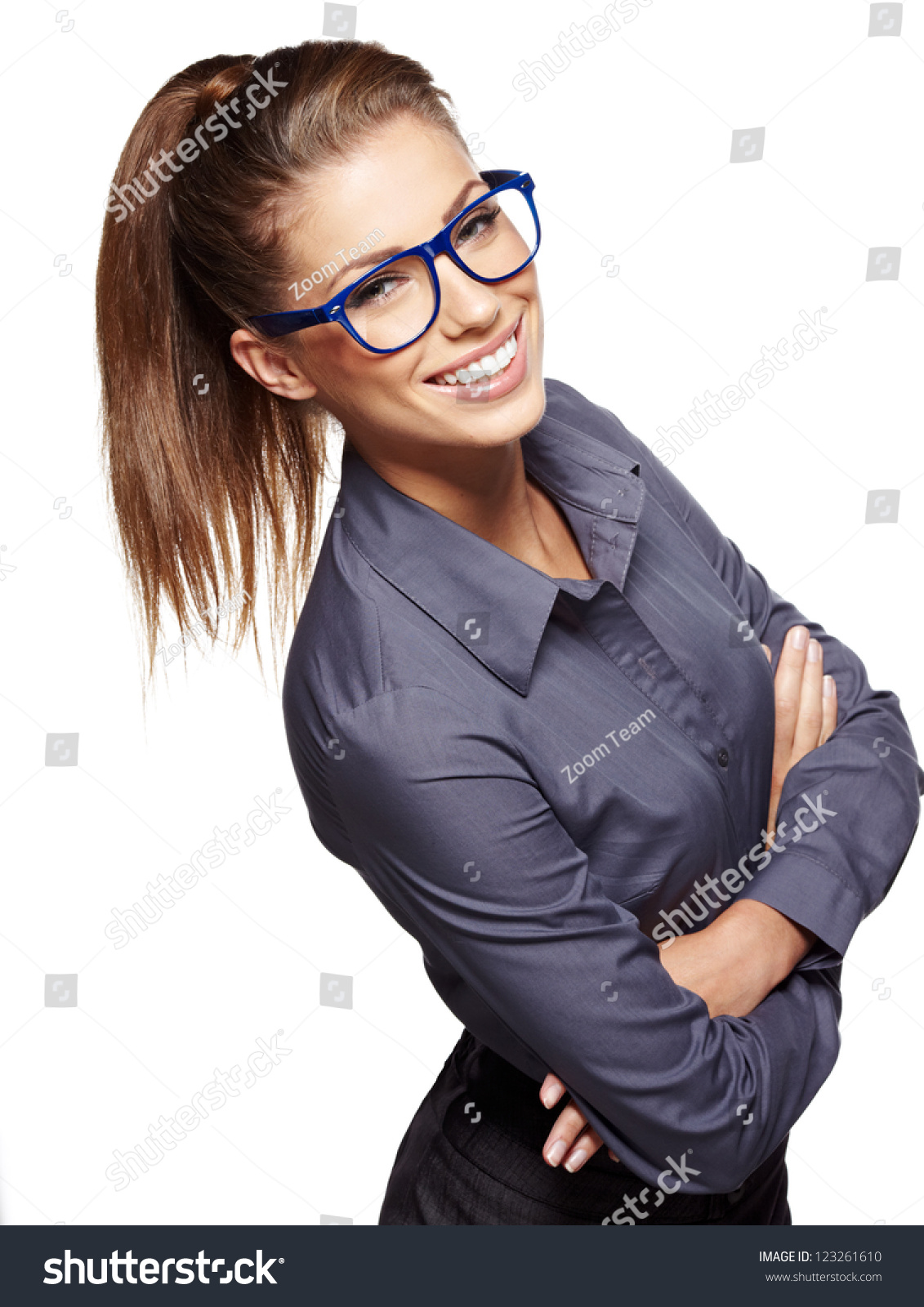 Cute young business woman with glasses #123261610