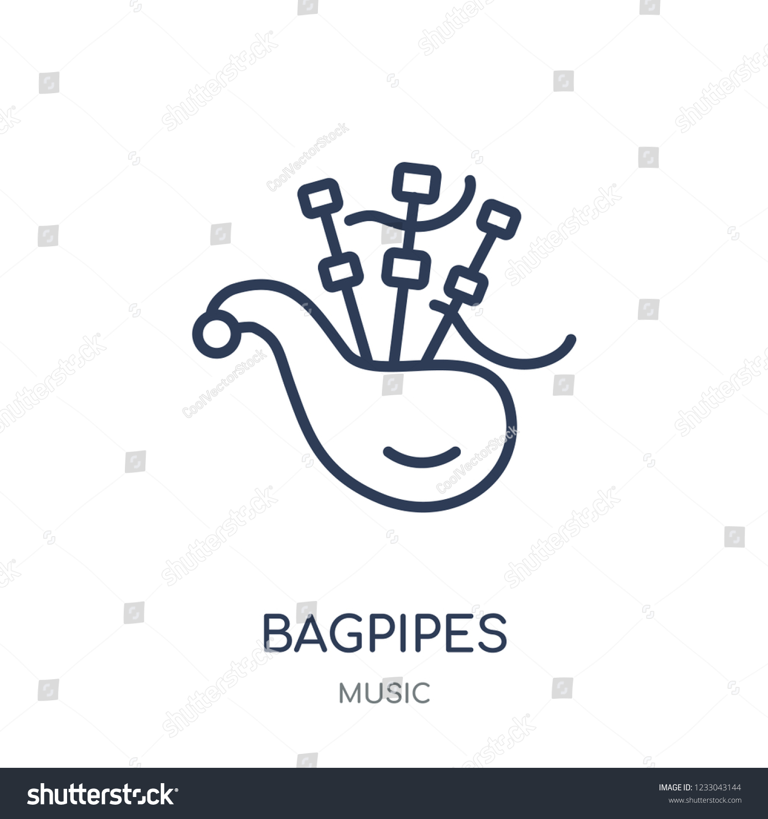 Bagpipes icon. Bagpipes linear symbol design Royalty Free Stock