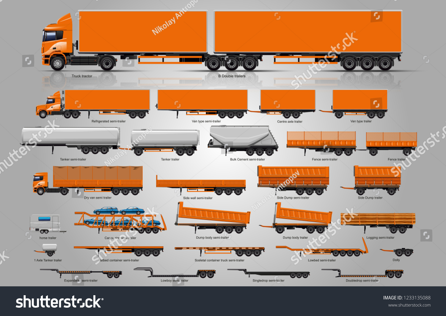 Types of trailers. Big Set of trailers. the largest set of trailers in the world. #1233135088