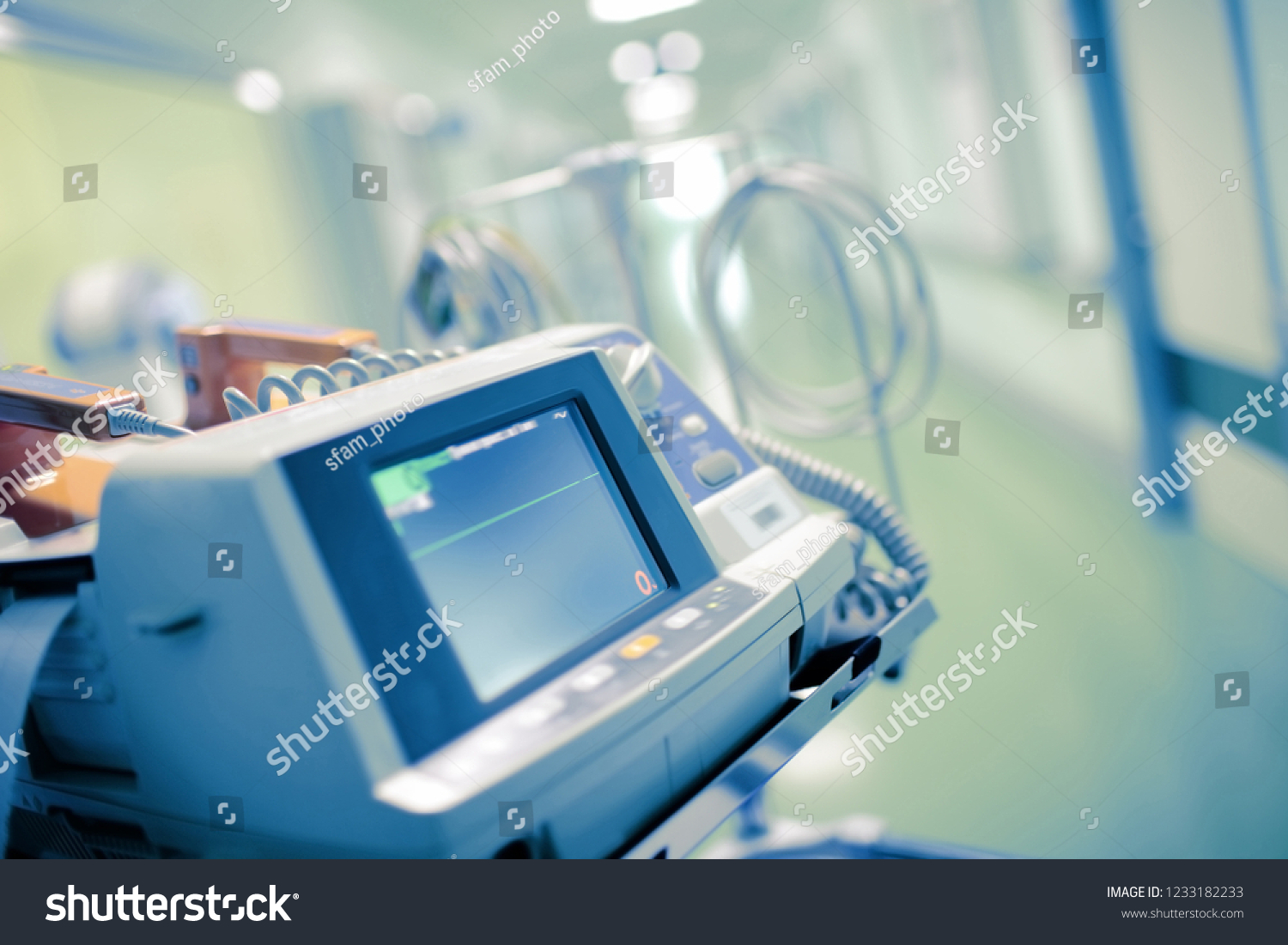 Medical monitor with the flatline on it as a concept of a patient clinical death. #1233182233
