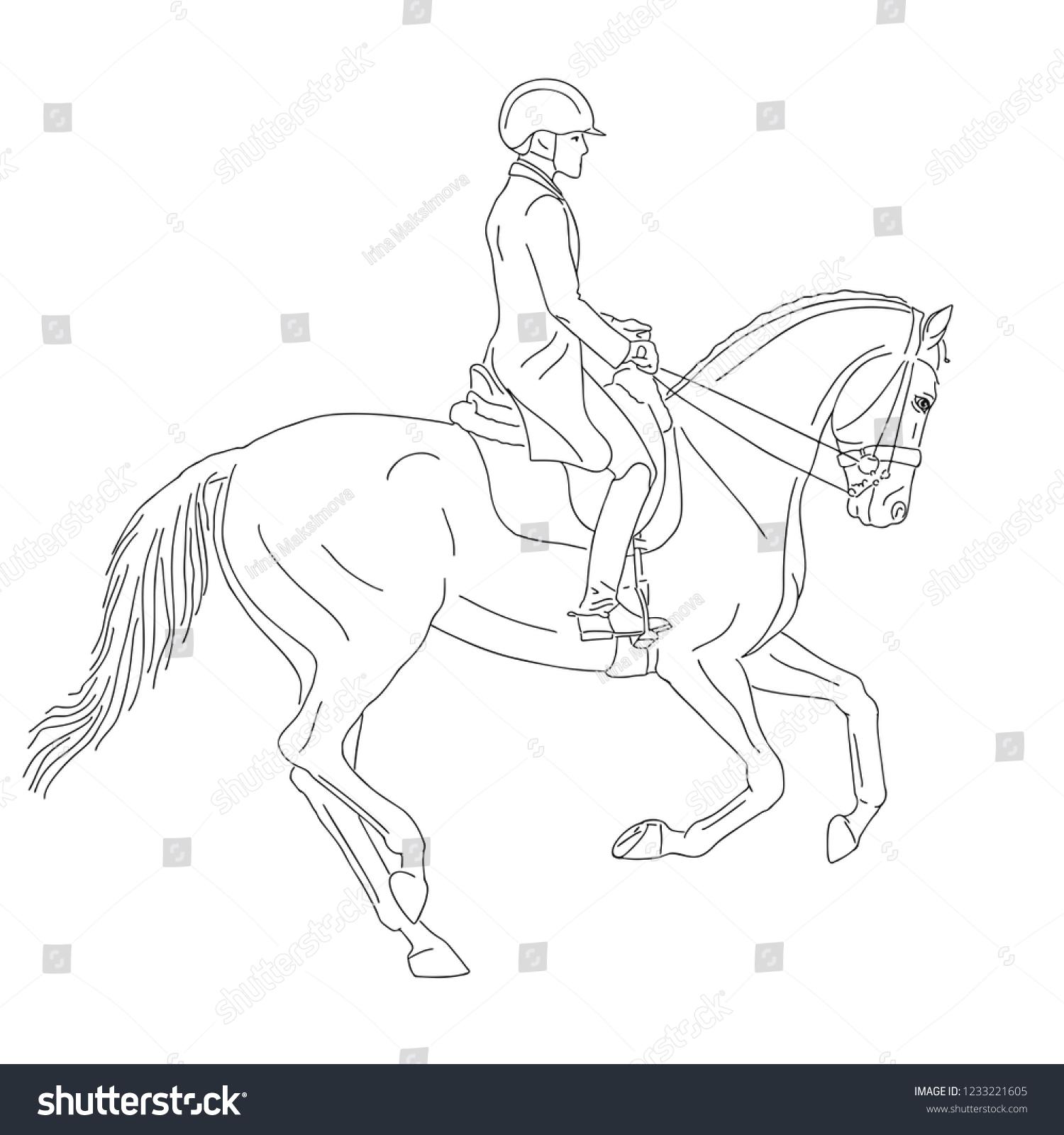 Simple outline of the dressage rider and horse - Royalty Free Stock ...