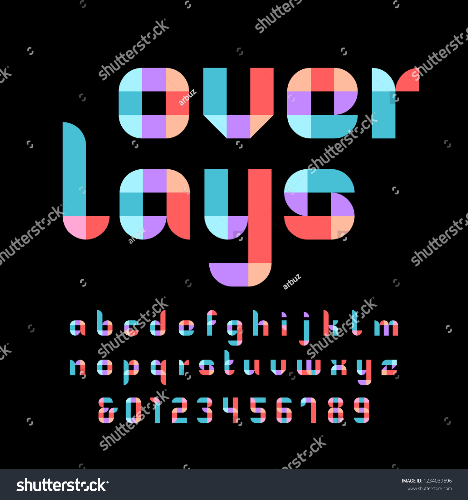 Color Font Vector Alphabet With Overlay Effect Royalty Free Stock