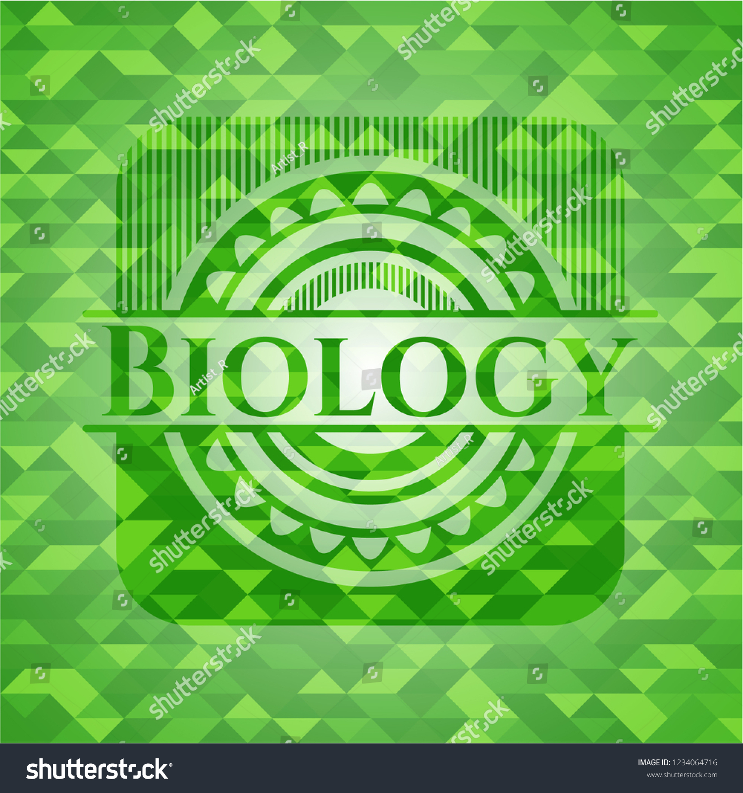 Biology realistic green emblem. Mosaic - Royalty Free Stock Vector ...