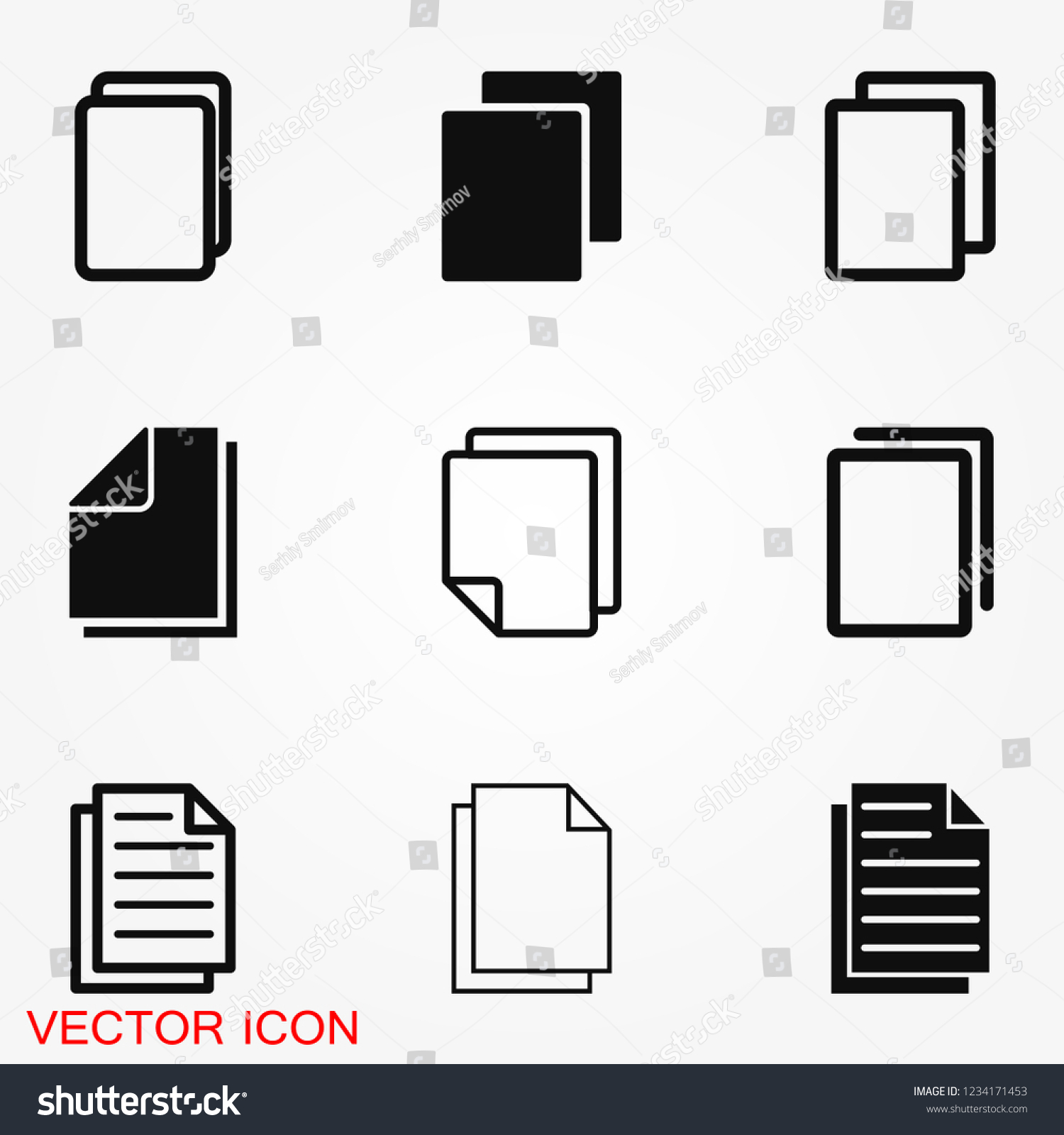 Copy vector icon. Duplicate app symbol. Creative UI item #1234171453
