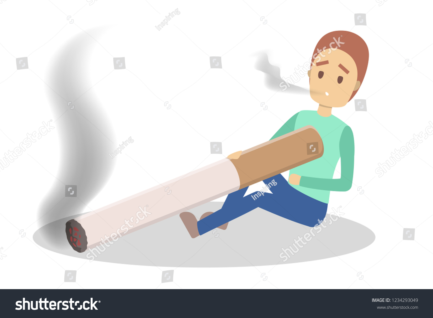 Young man holding giant cigarette and smoking. - Royalty Free Stock ...