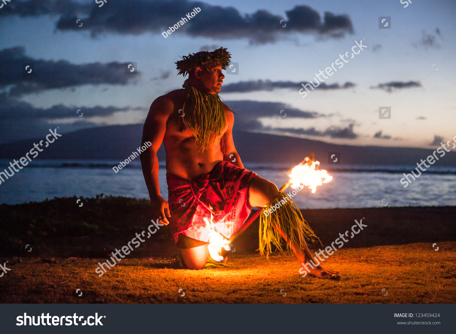 Tahitian dance at night by a Samoan Dancer in Maui #123459424