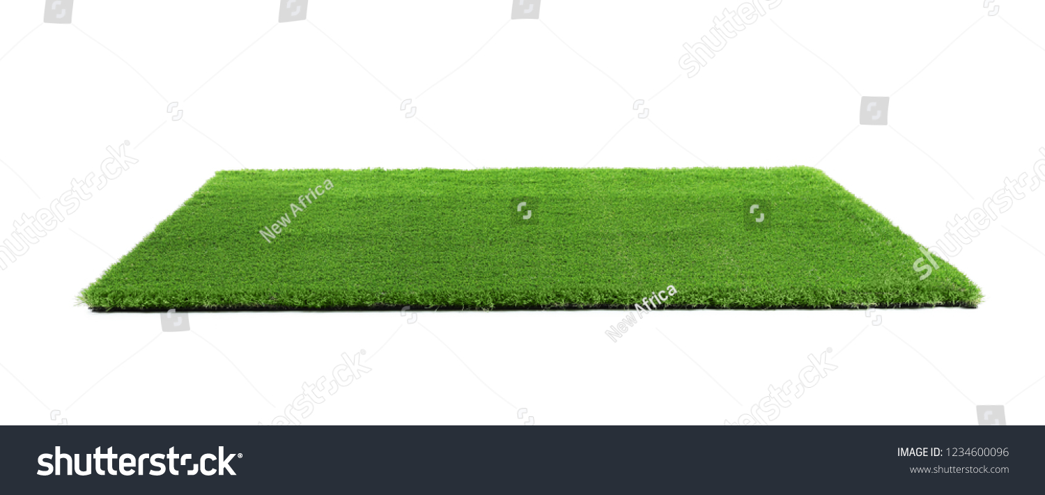 Artificial grass carpet on white background. Exterior element #1234600096