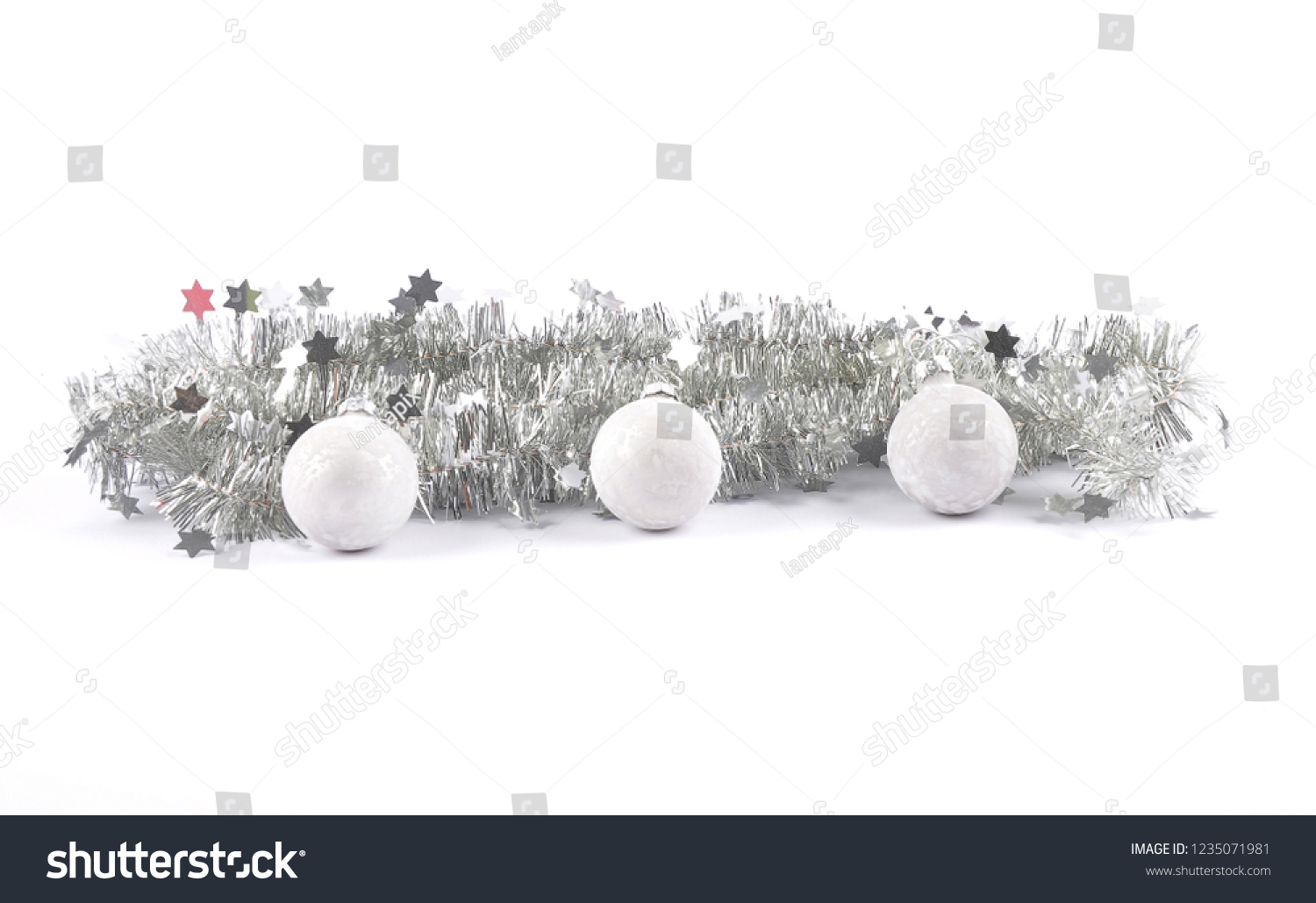 Christmas garland and baubles on white #1235071981