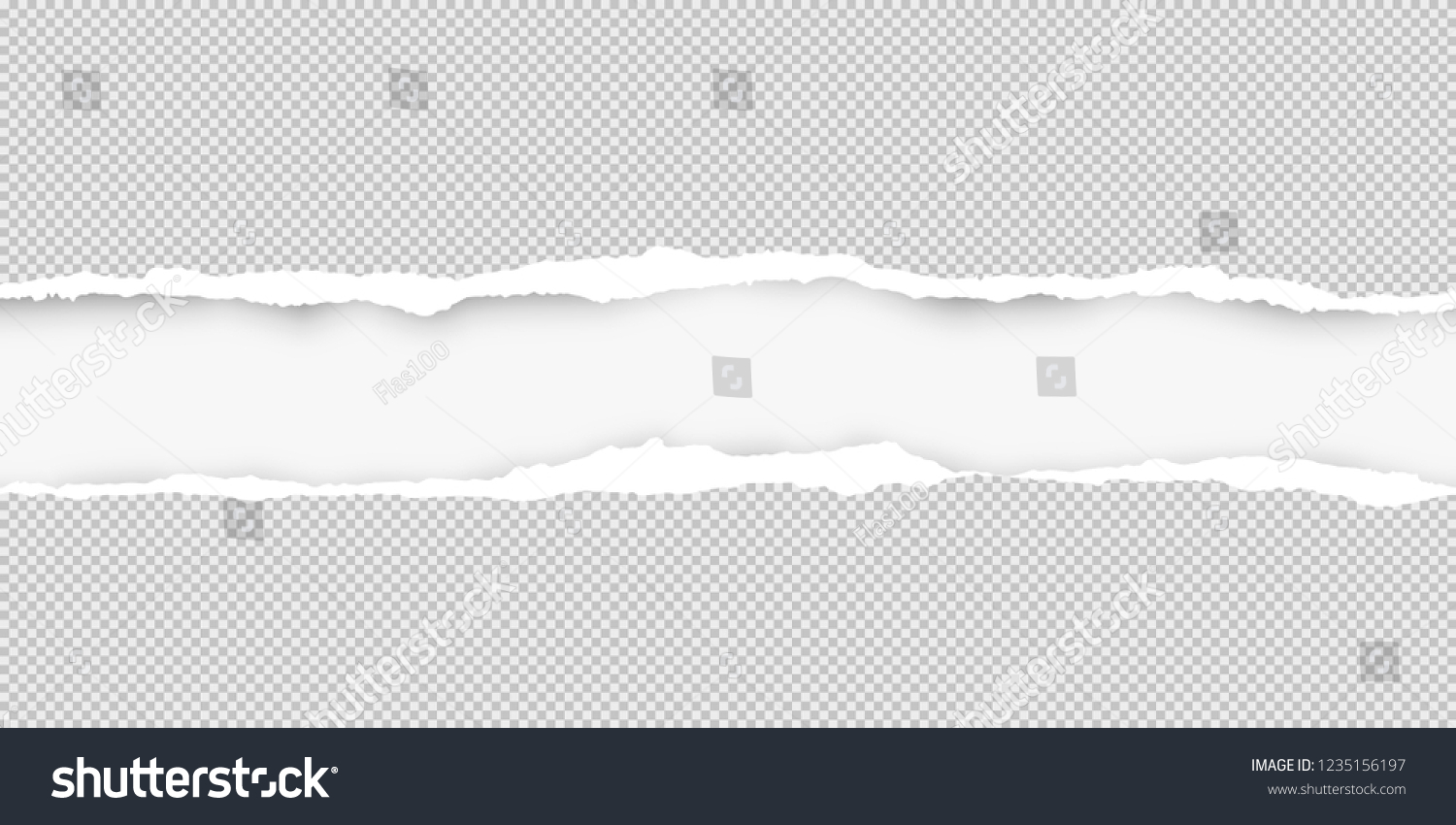 Squared ripped horizontal grey paper for text or message are on white background. Vector illustration #1235156197