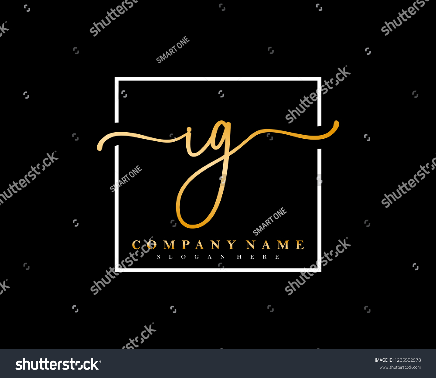 IG Initial handwriting square minimalist logo - Royalty Free Stock ...