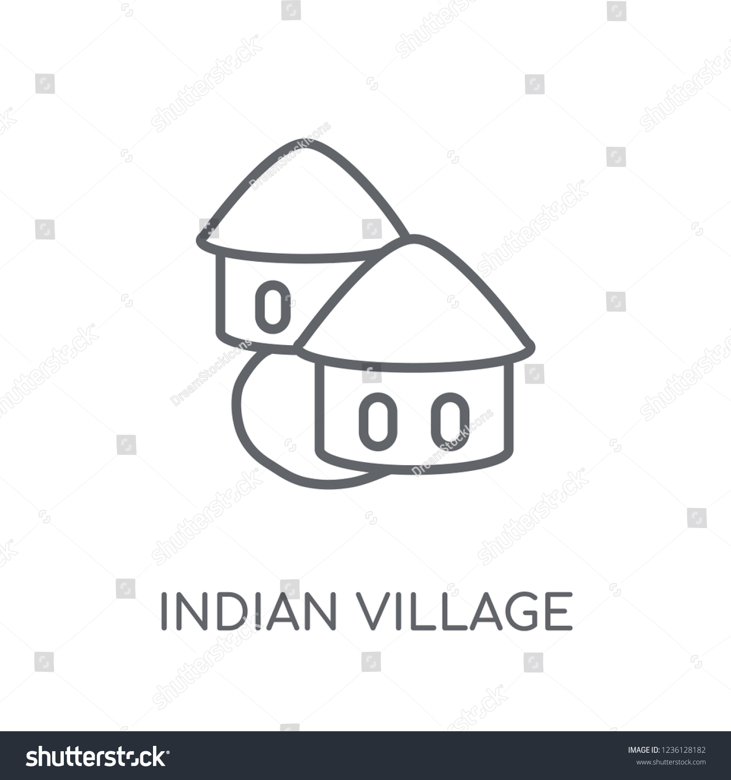 Indian Village linear icon. Modern outline Indian Village logo concept on white background from Culture collection. Suitable for use on web apps, mobile apps and print media. #1236128182