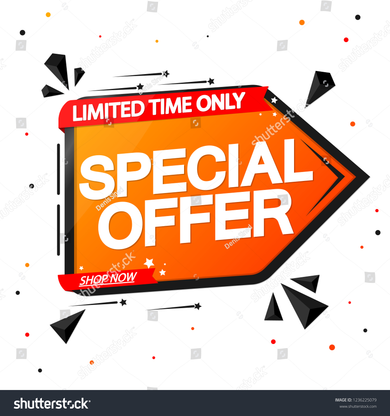 Special Offer, sale banner design template, discount tag, red ribbon, app icon, vector illustration #1236225079