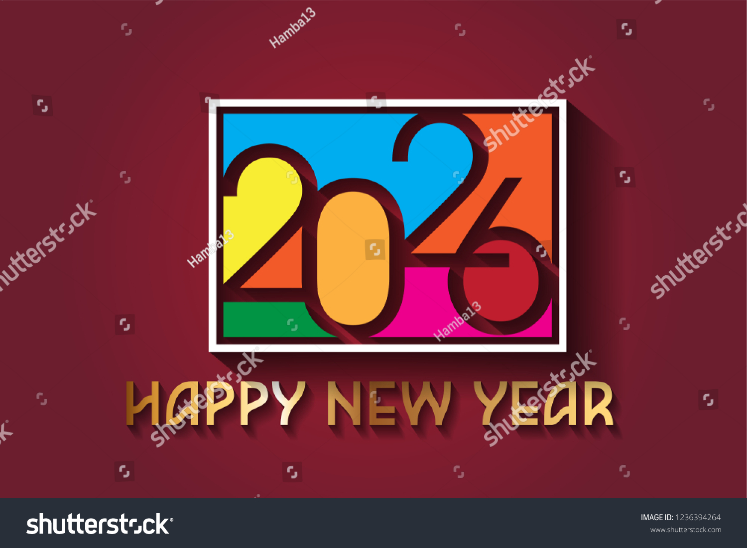 Happy New Year 2026 Design Royalty Free Stock Vector 1236394264