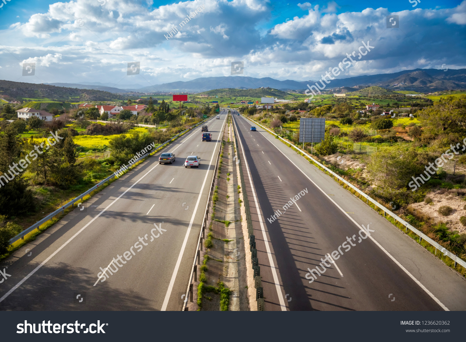 View of A1 motorway, locally referred to as the Nicosia-Limassol highway. Cyprus. #1236620362