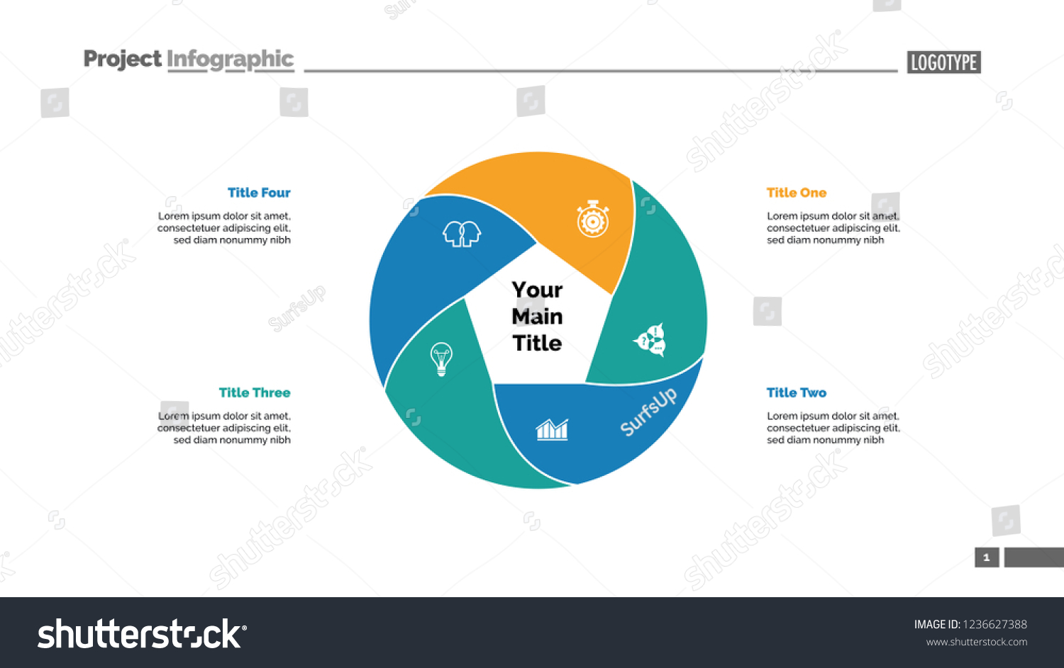 Five circle elements process chart slide - Royalty Free Stock Vector ...