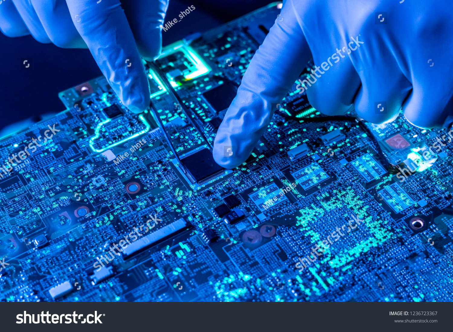 close up beautiful nano electronic technology board  #1236723367