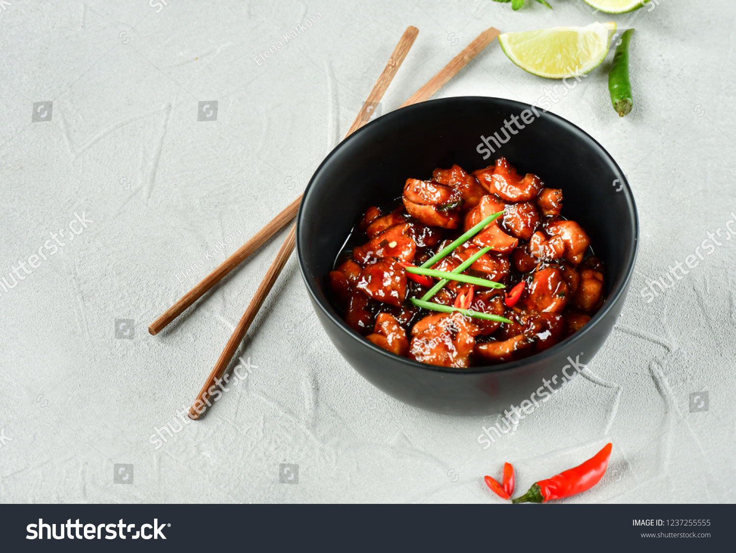 spicy chicken in sweet and sour sauce with chili pepper, Asian cuisine, Chinese cuisine, Thai cuisine, soy sauce #1237255555