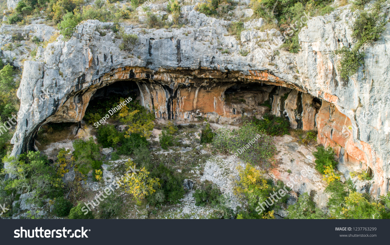 Rock shelters (rockhouse, crepuscular cave, bluff shelter, abri) close to Istarske Toplice (Terme Istriane) are the biggest natural feature of its kind in Istria, Croatia #1237763299