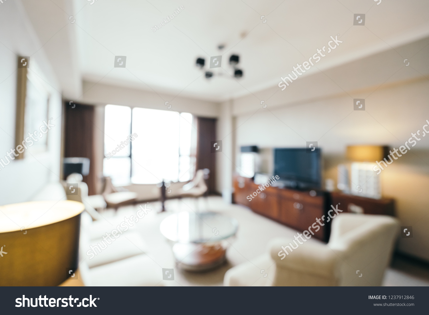 Abstract blur and defocused living room interior for background #1237912846